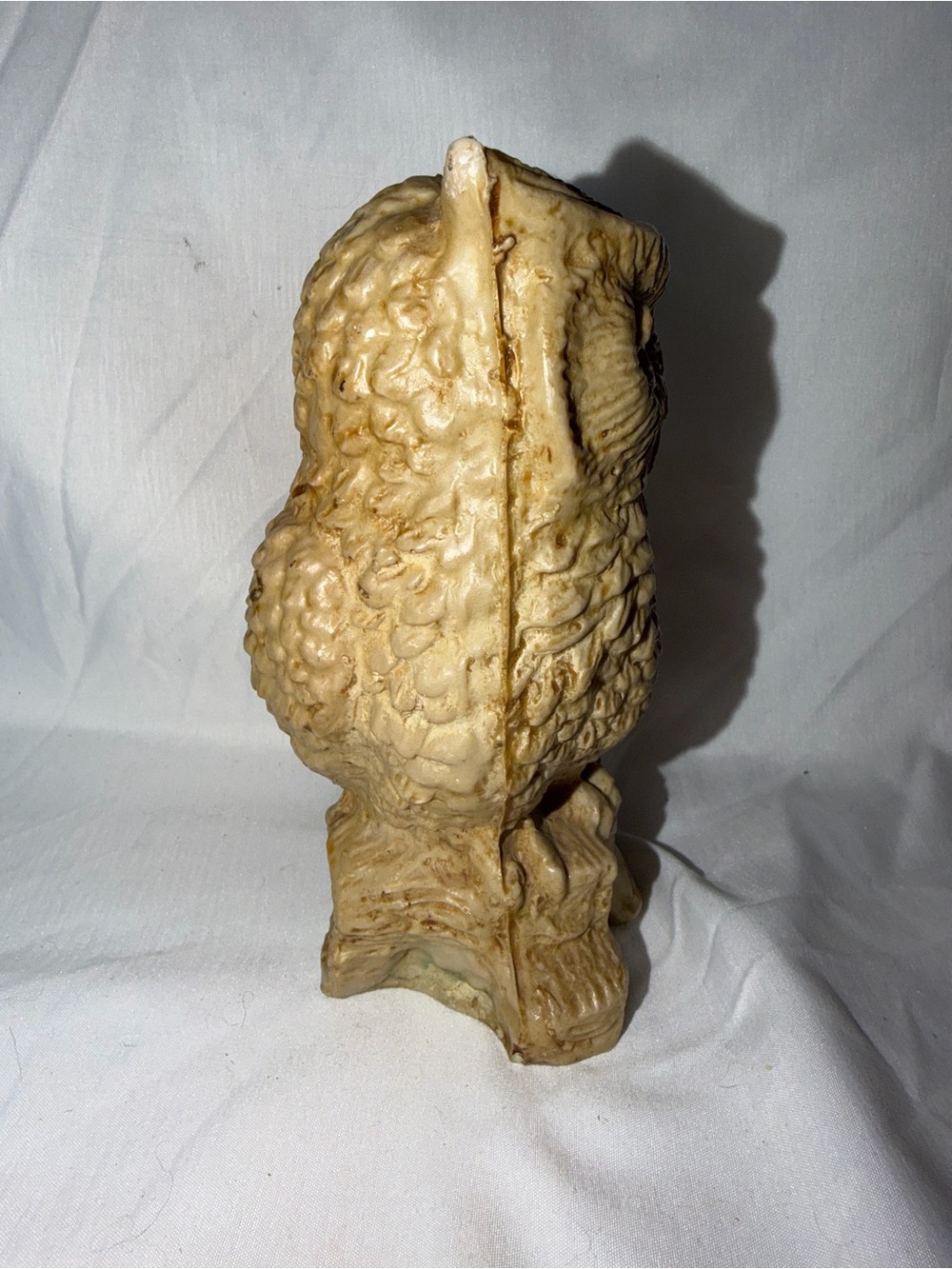 Vintage Resin Owl Figurine Mother & Owlet Mother on Branch Figurine Yellow Eyes - Picture 4 of 9